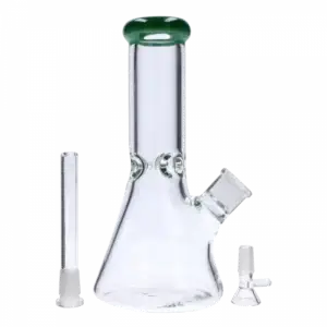 Beaker w/ Color Mouthpiece & Ice Pinch Water Pipe - 10 in.