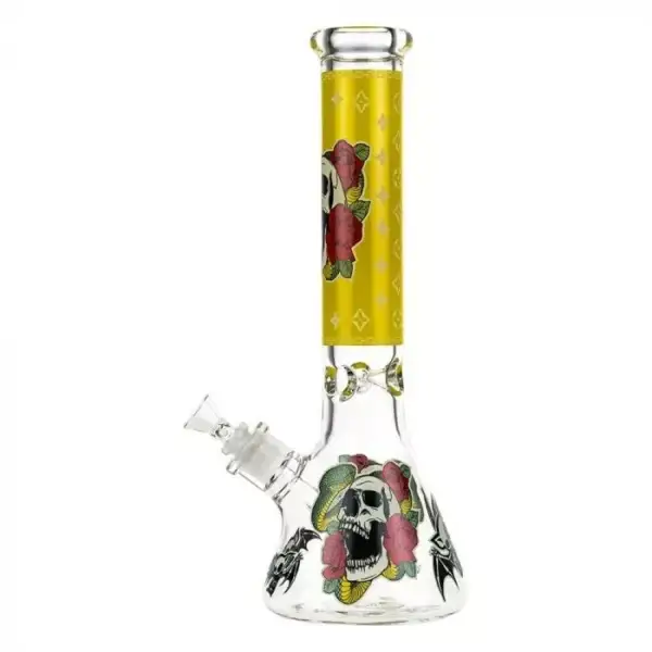 Beaker Ice Bong with Glow in the Dark Snake and Skull Print - Image 2
