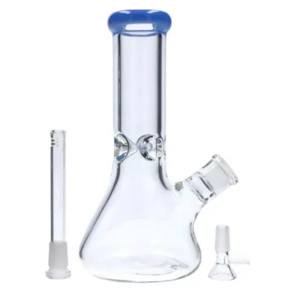 Beaker w/ Color Mouthpiece & Ice Pinch Water Pipe - 10 in. - Image 2