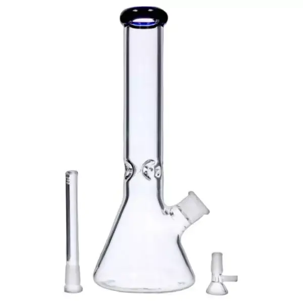 Beaker w/ Color Mouthpiece & Ice Pinch Water Pipe - 14 in.
