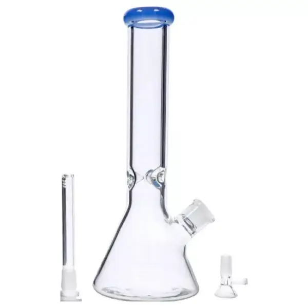 Beaker w/ Color Mouthpiece & Ice Pinch Water Pipe - 14 in. - Image 2